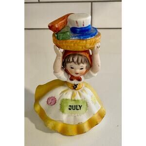 Vintage Ceramic July Birthday Girl with Basket